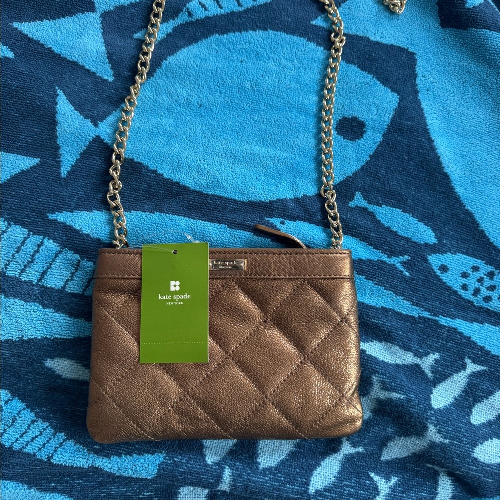 Kate Spade Metallic Bronze Quilted Crossbody Bag